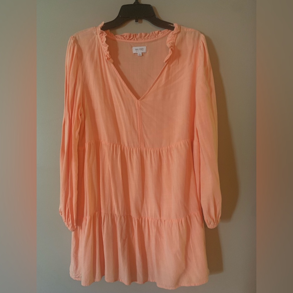 True Craft Coral Ruffle Dress